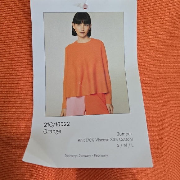 NWT Compañia Fantastica Orange Knit Jumper Sweater A-line Small Cotton Viscose - Picture 7 of 7